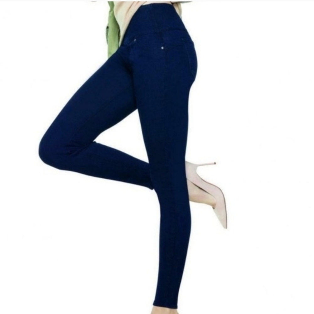 SPANX Alexia Sz S Cotton Blend Dark Blue Pull-On Jeggings